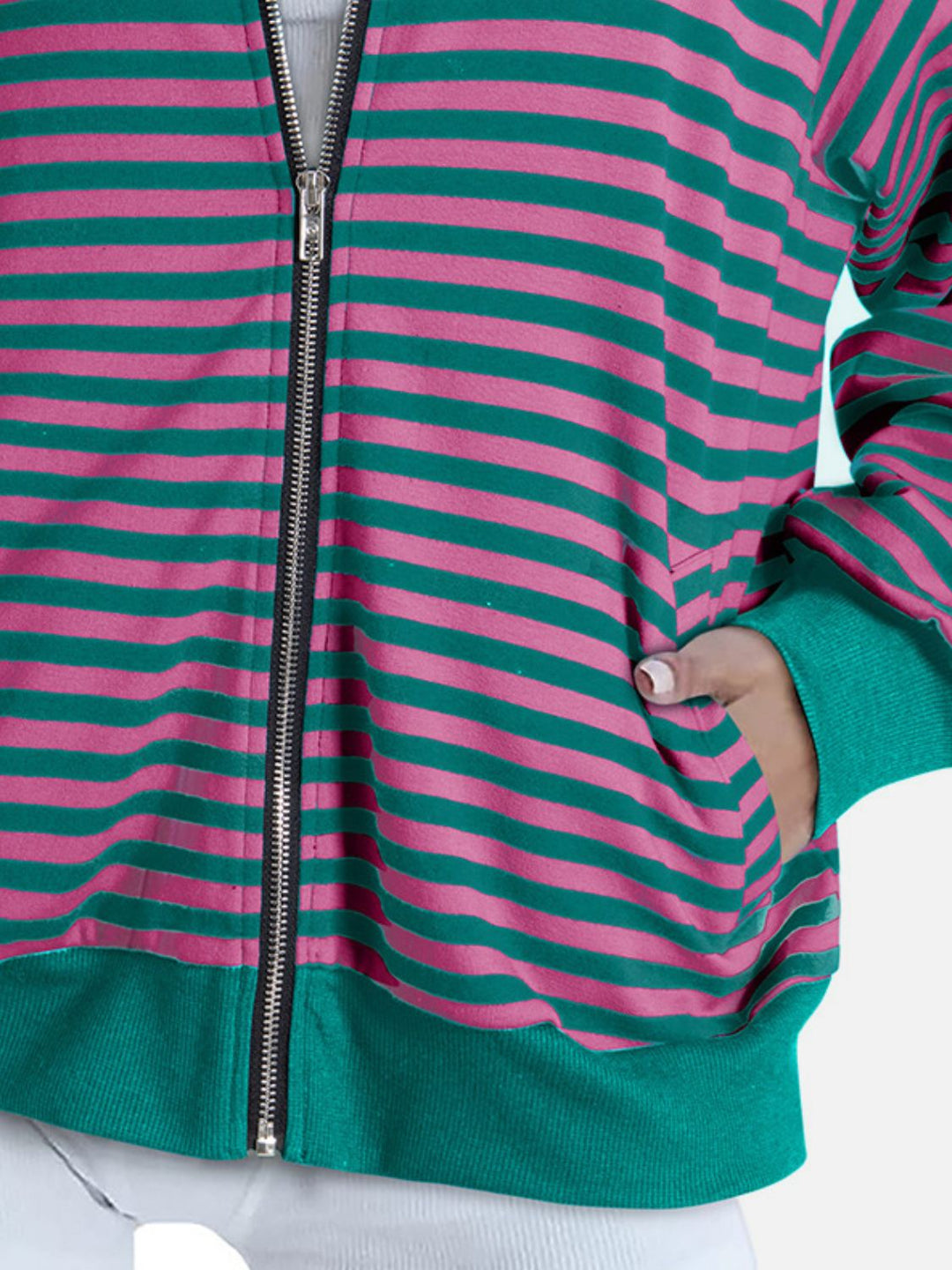 The Bouncing Doodle Striped Zip Up Long Sleeve Sweatshirt