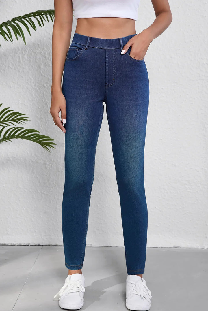 Bouncing Doodle High Waist Skinny Jeans with Pockets