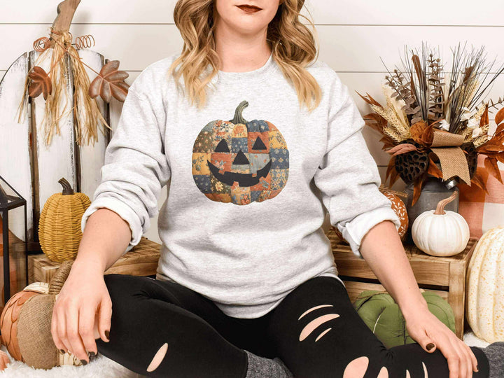 Patchwork Pumpkin Graphic Sweatshirt