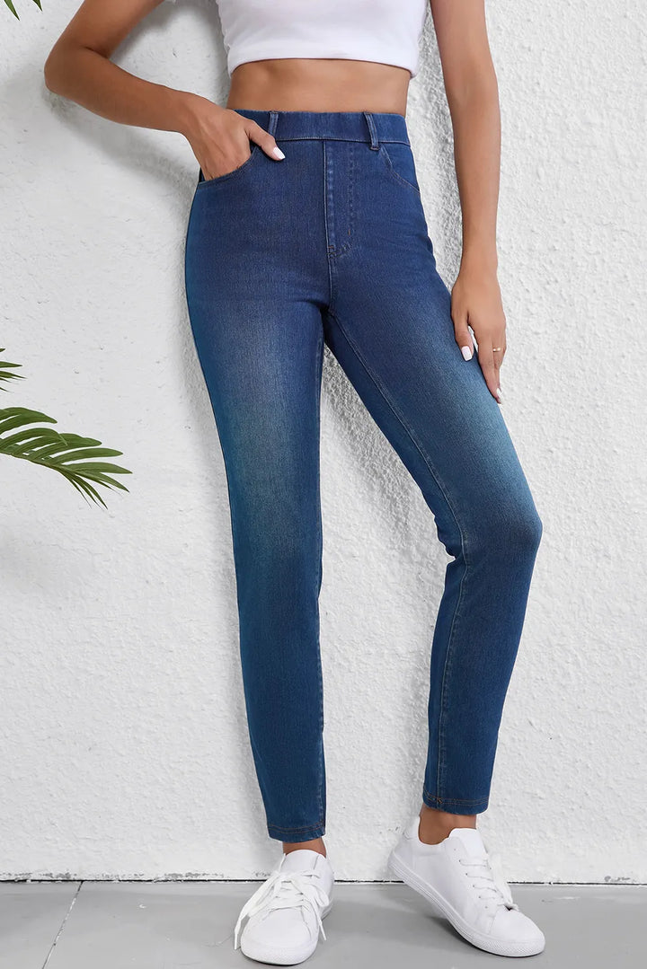 Bouncing Doodle High Waist Skinny Jeans with Pockets