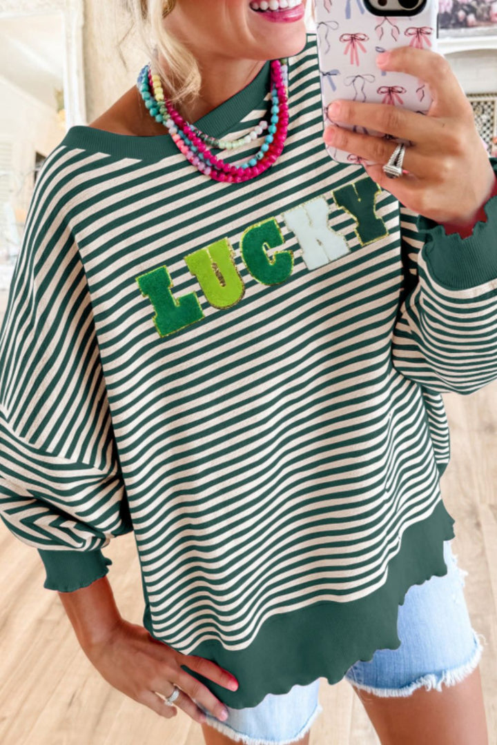 The Bouncing Doodle LUCKY Striped Sweatshirt