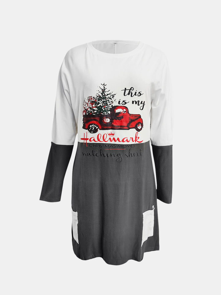 The Bouncing Doodle Two-Tone Round Neck Long Sleeve T-Shirt