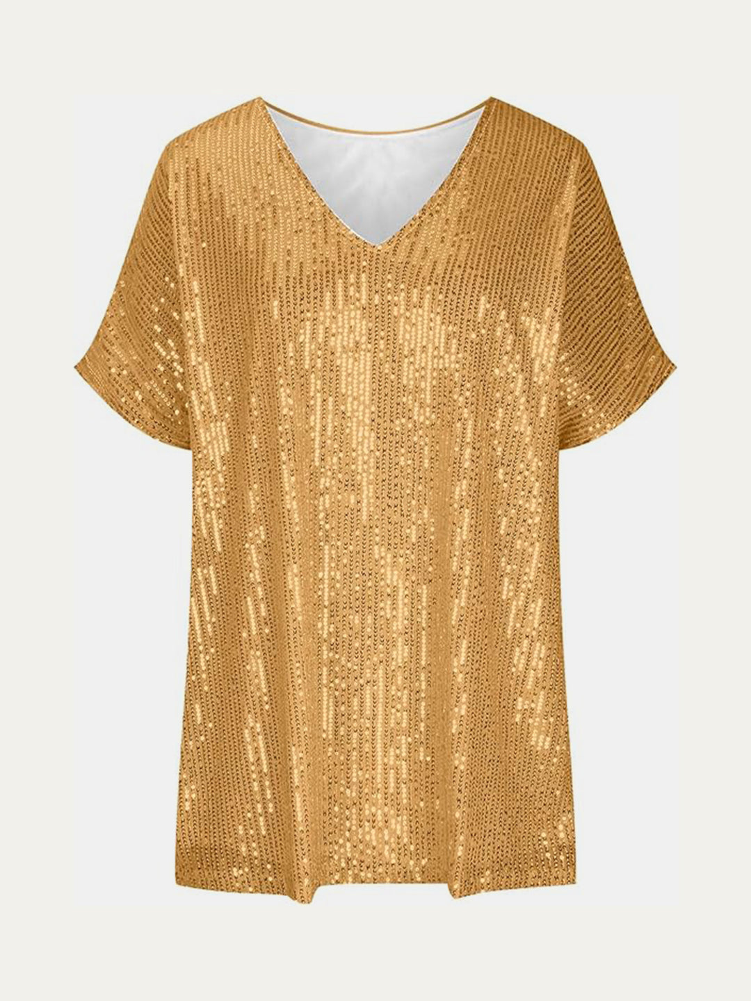 Bouncing Doodle Sequin V-Neck Short Sleeve Top