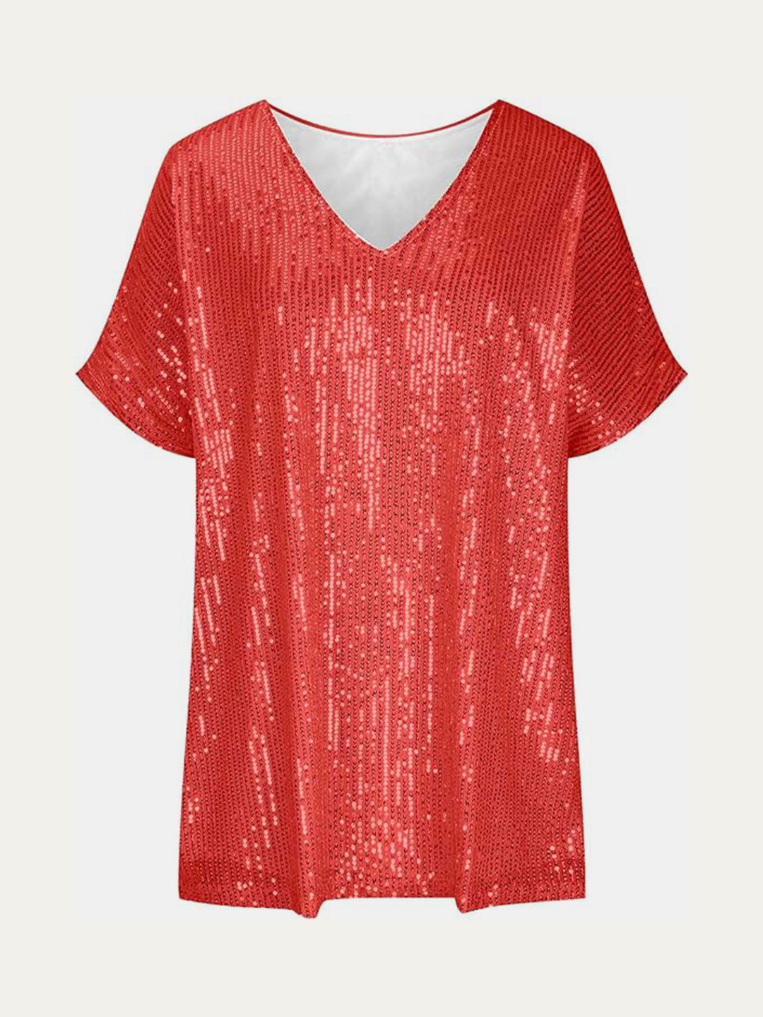 Bouncing Doodle Sequin V-Neck Short Sleeve Top