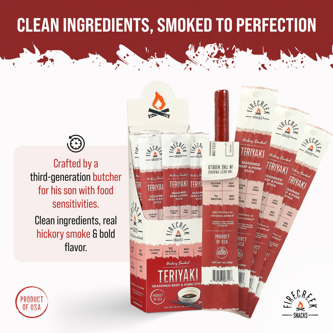 FireCreek Snacks Teriyaki Beef & Pork Meat Sticks