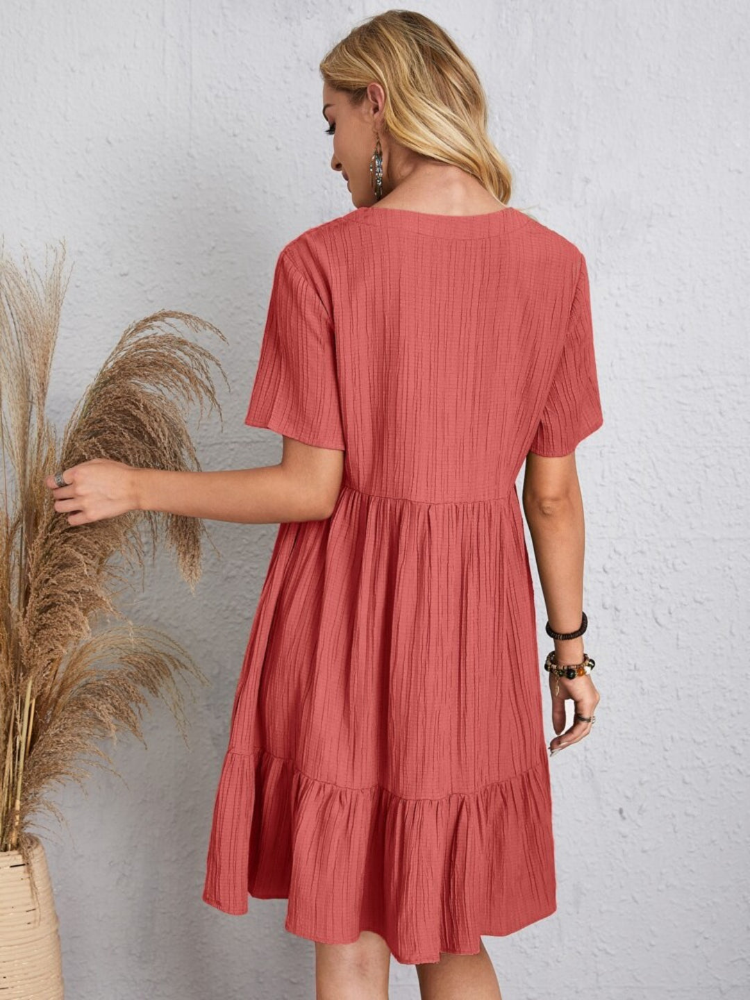 Bouncing Doodle V-Neck Short Sleeve Dress