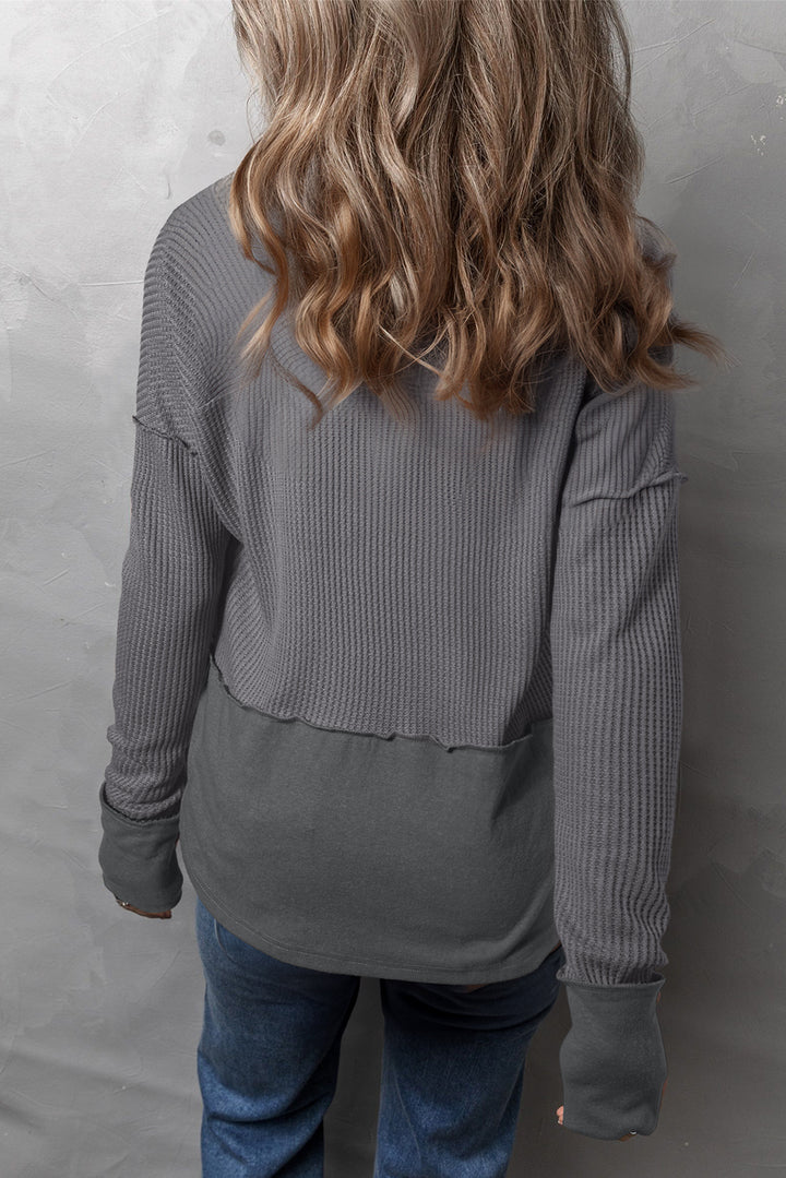 Bouncing Doodle Waffle-Knit Long Sleeve Top