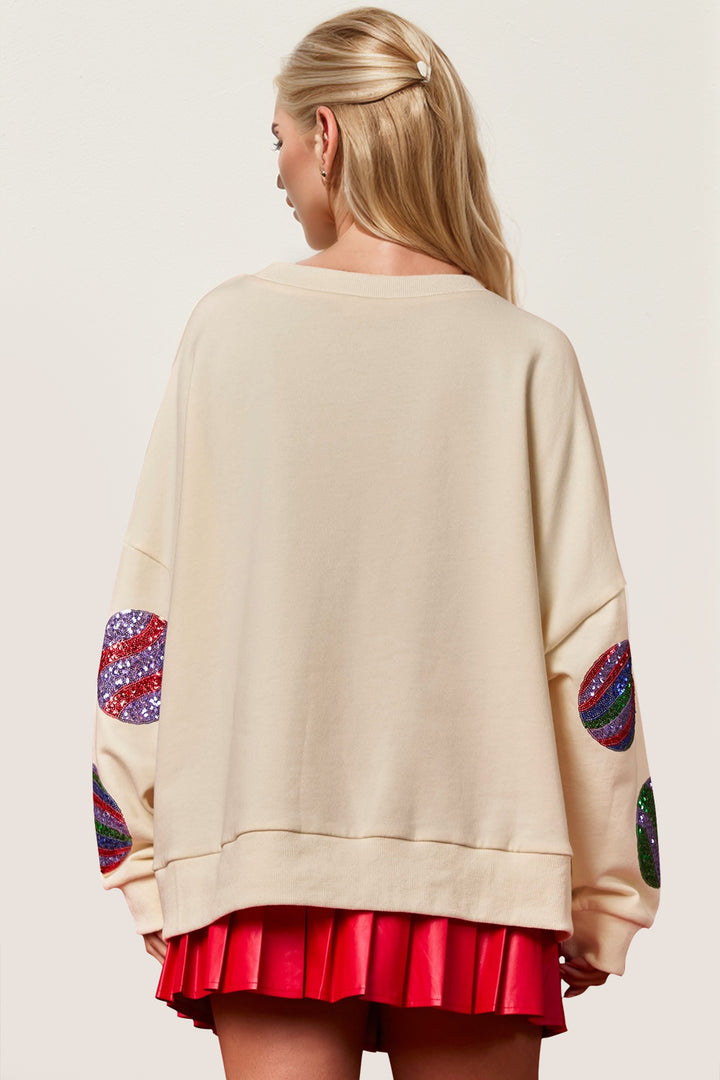 The Bouncing Doodle Christmas Ornament Sequin Sweatshirt