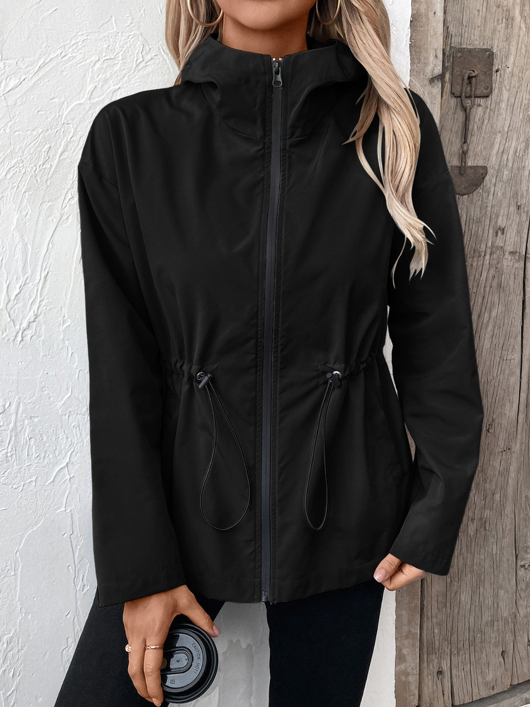 The Bouncing Doodle Drawstring Zip Up Hooded Jacket