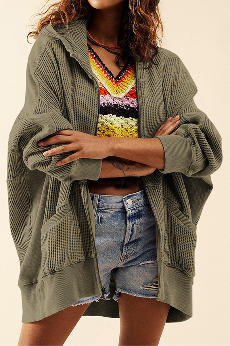The Bouncing Doodle Zip-Up Long Sleeve Waffle Hoodie