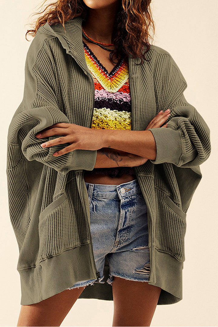 The Bouncing Doodle Zip-Up Long Sleeve Waffle Hoodie