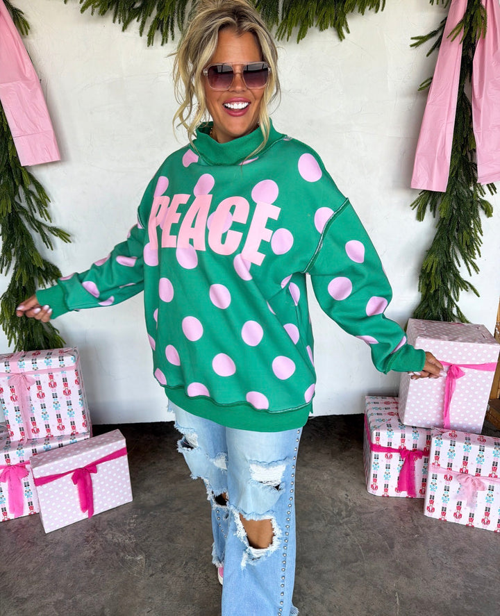 PRE ORDER - BLAKELEY Polka Dot Peace Mock Neck