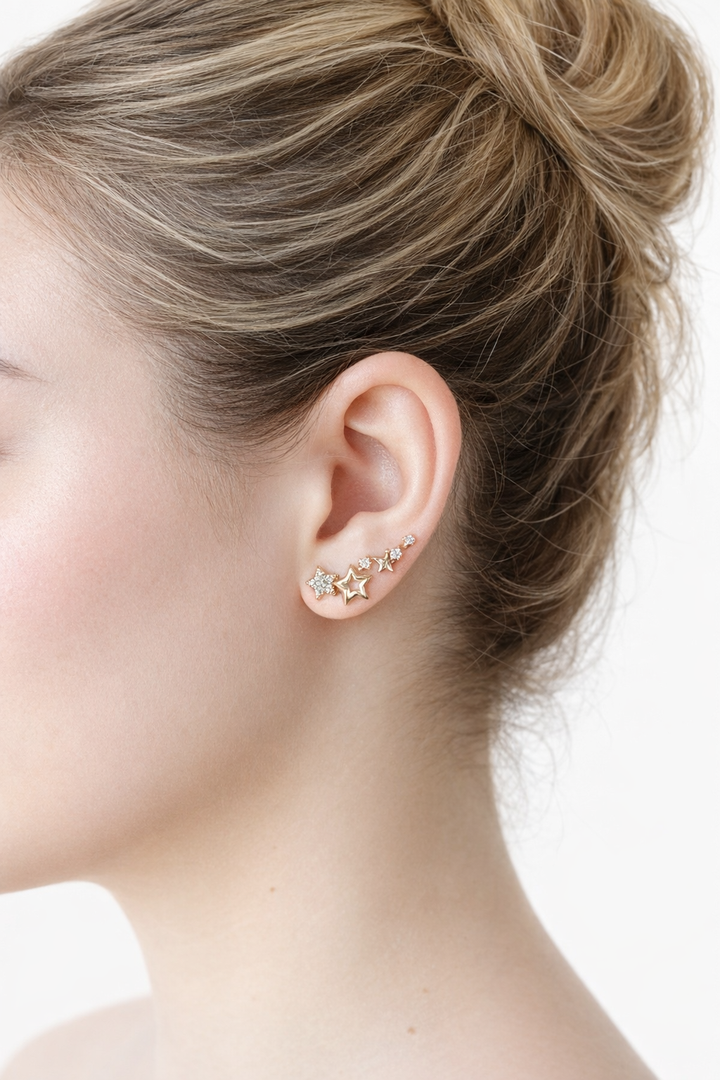 Stella Star Climber Earrings- Gold