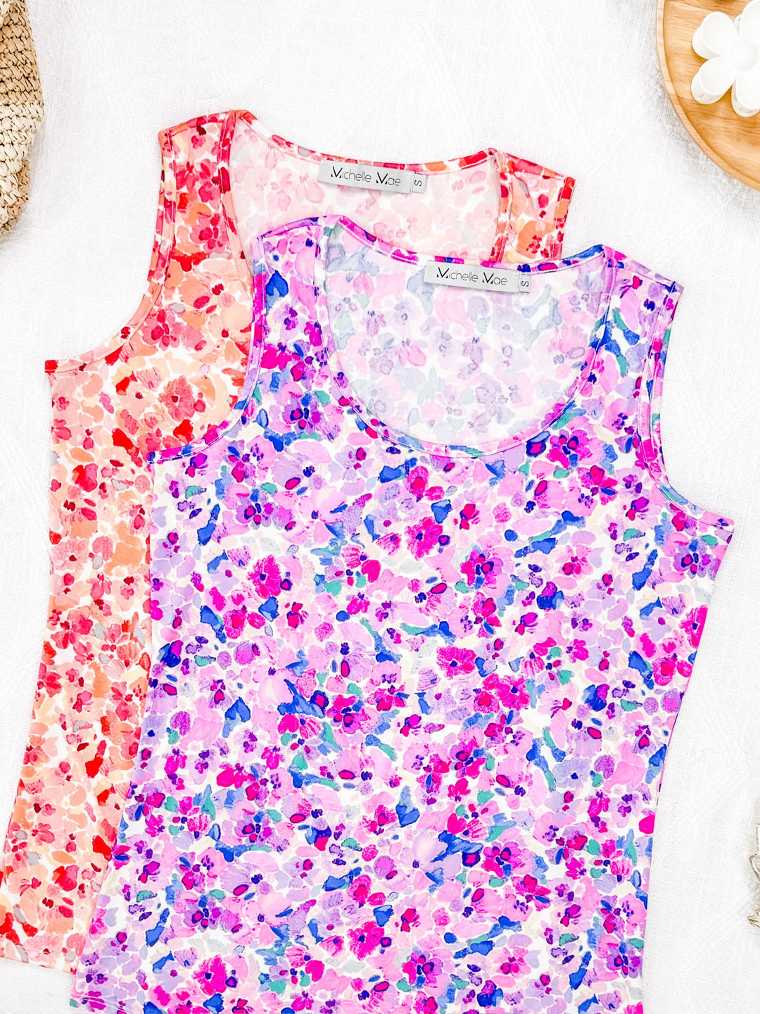IN STOCK Luxe Crew Tank - Purple Floral Abstract