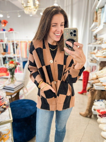 CHECKERBOARD CARDIGAN