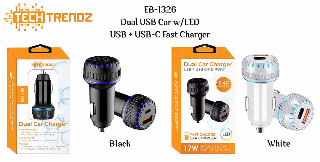 USB+USB-C Car Adapter