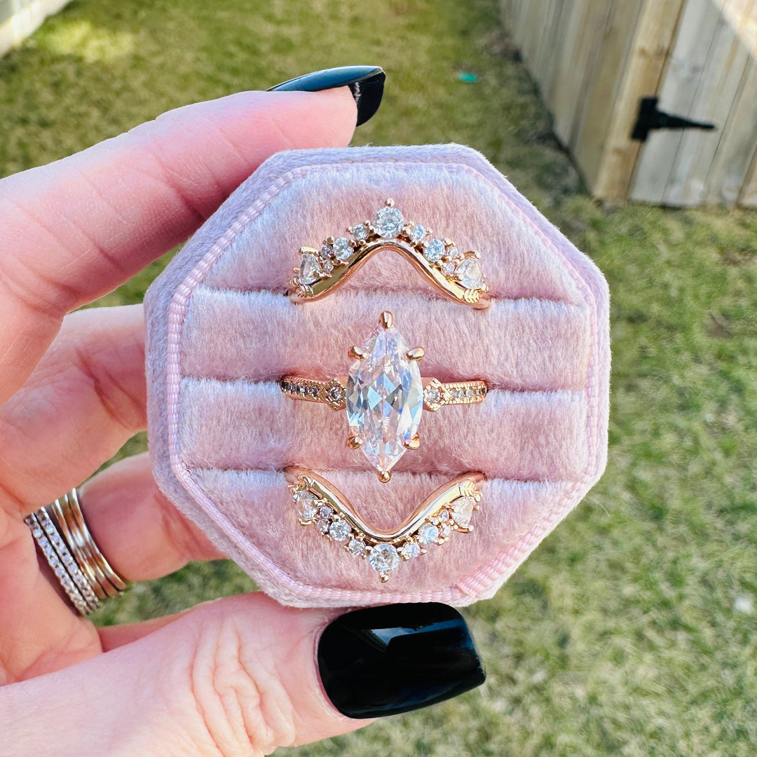 Rebecca 3 Piece Champagne Gold Ring Set