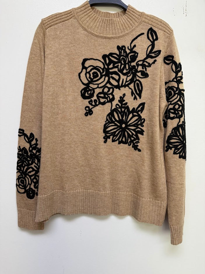 Sew in Love Box July - Tan and Black Floral Sweater