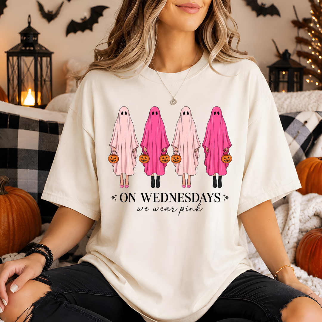 Ghostie On Wednesdays we wear pink graphic tee