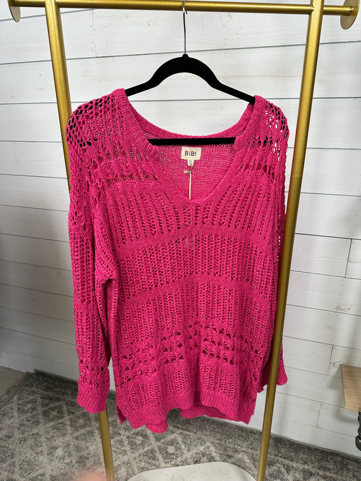 Bibi - Oversized Open Knit Top