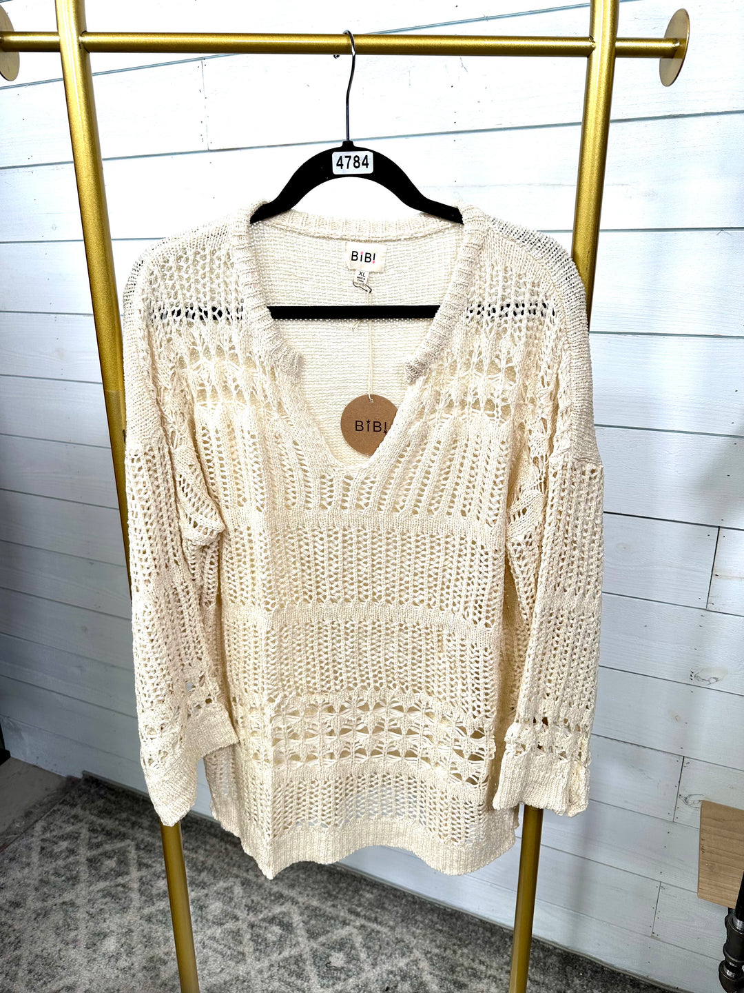 Bibi - Oversized Open Knit Top