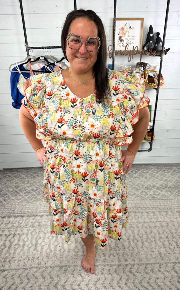 Oddi - Floral Printed Tiered Ruffle Dress