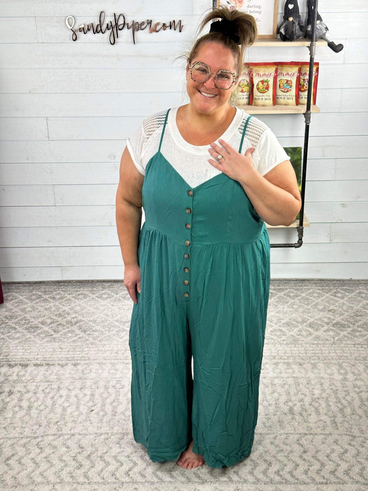 Kori - BUTTON DOWN RAYON CREPE JUMPSUIT