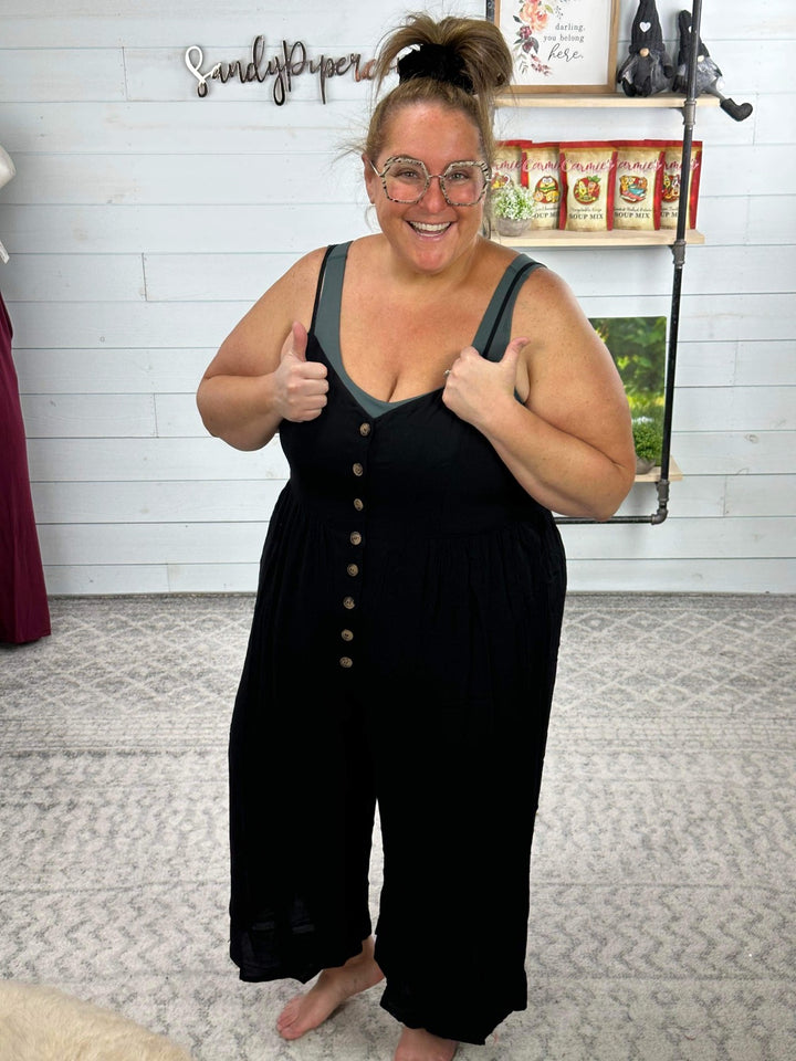 Kori - BUTTON DOWN RAYON CREPE JUMPSUIT