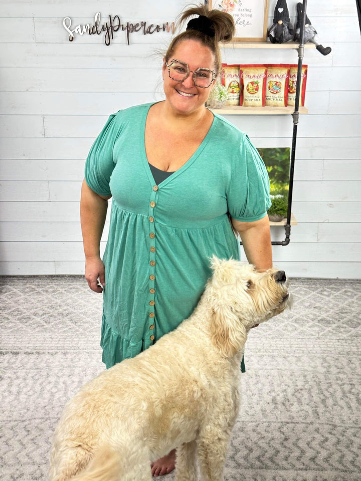 Emerald Collection - Jade Green Button Down Dress
