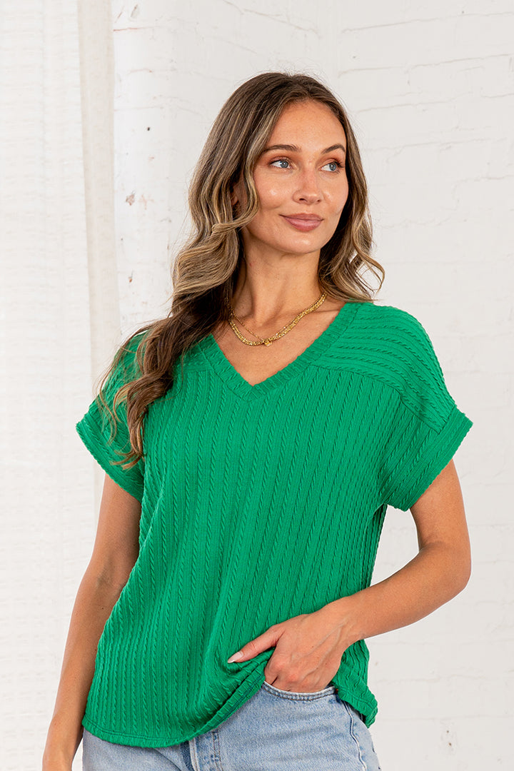 Sew in Love October - V Neck Cable Knit Top