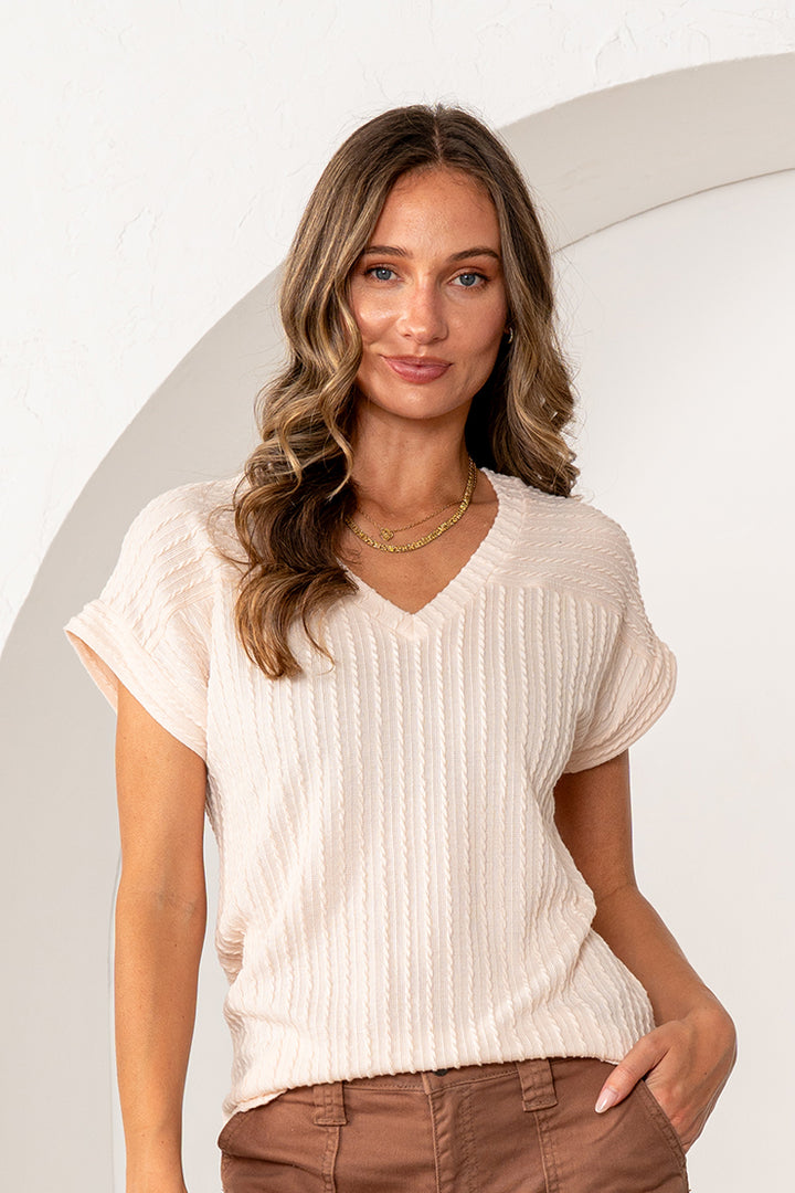 Sew in Love October - V Neck Cable Knit Top