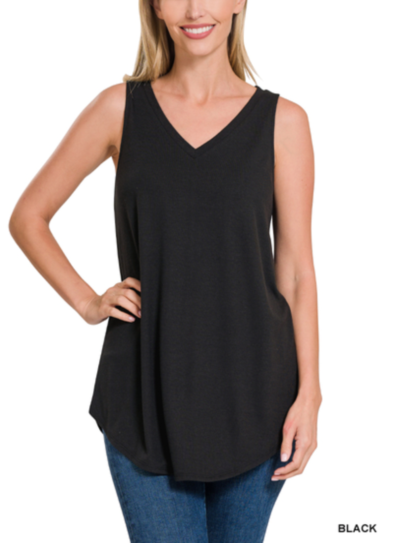 Zenana - SLEEVELESS V-NECK TOP