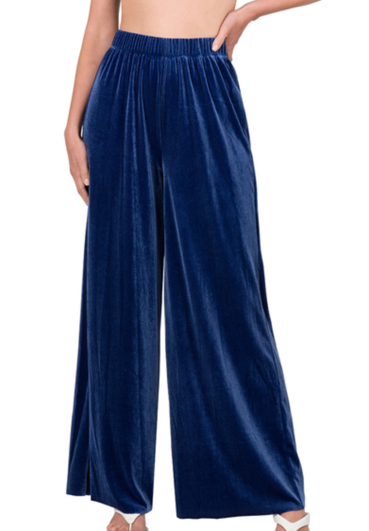 Zenana - VELVET WIDE LEG PANTS