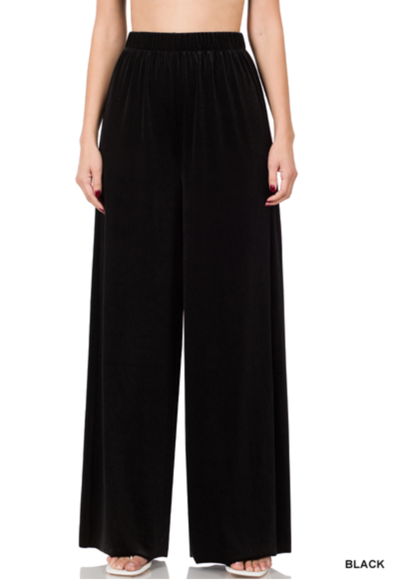 Zenana - VELVET WIDE LEG PANTS