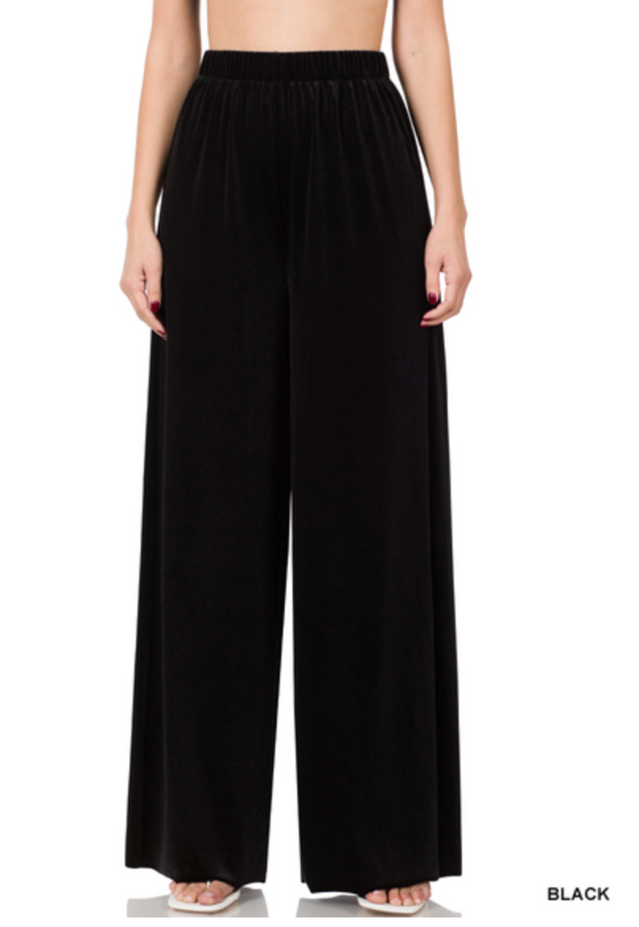 Zenana - VELVET WIDE LEG PANTS