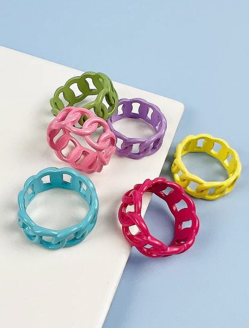 Chain Link Shape Colorful Ring