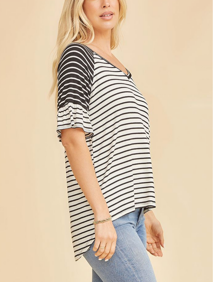 Sew in Love - Stripe V Neck Top