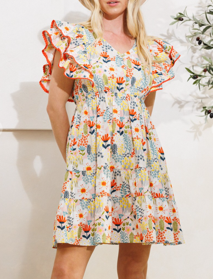 Oddi - Floral Printed Tiered Ruffle Dress