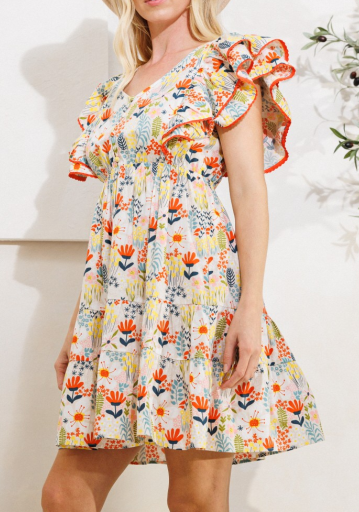 Oddi - Floral Printed Tiered Ruffle Dress