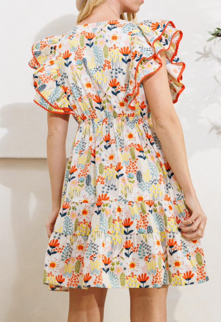 Oddi - Floral Printed Tiered Ruffle Dress