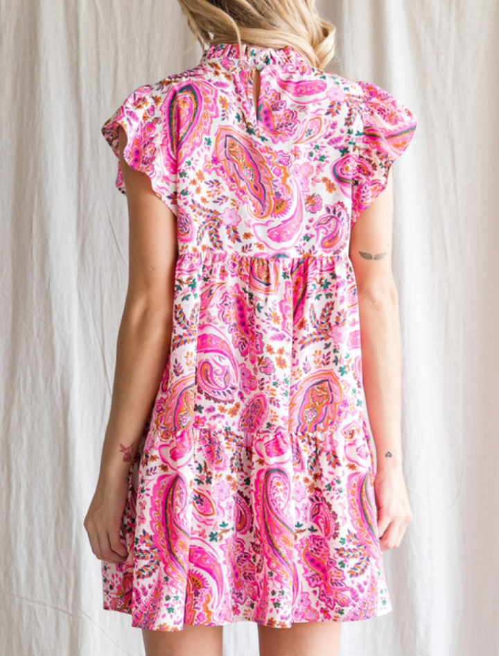 Jodiful - Neon Pink Paisley Dress