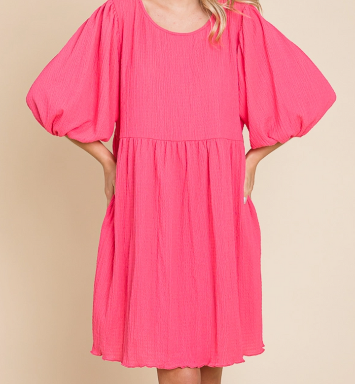 Culture Code - Puff Sleeve Baby Doll Dress