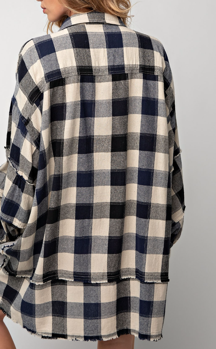 Easel - PLAID OVERSIZED SHIRT DRESS