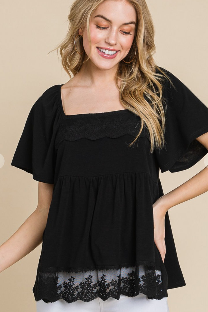 Emerald Collection - Babydoll Top with Lace Detail