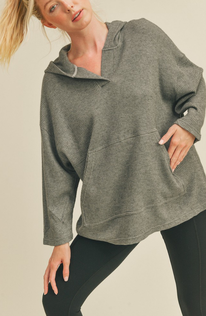 Kimberly - Soft Brushed Waffle Knit Oversized Pullover