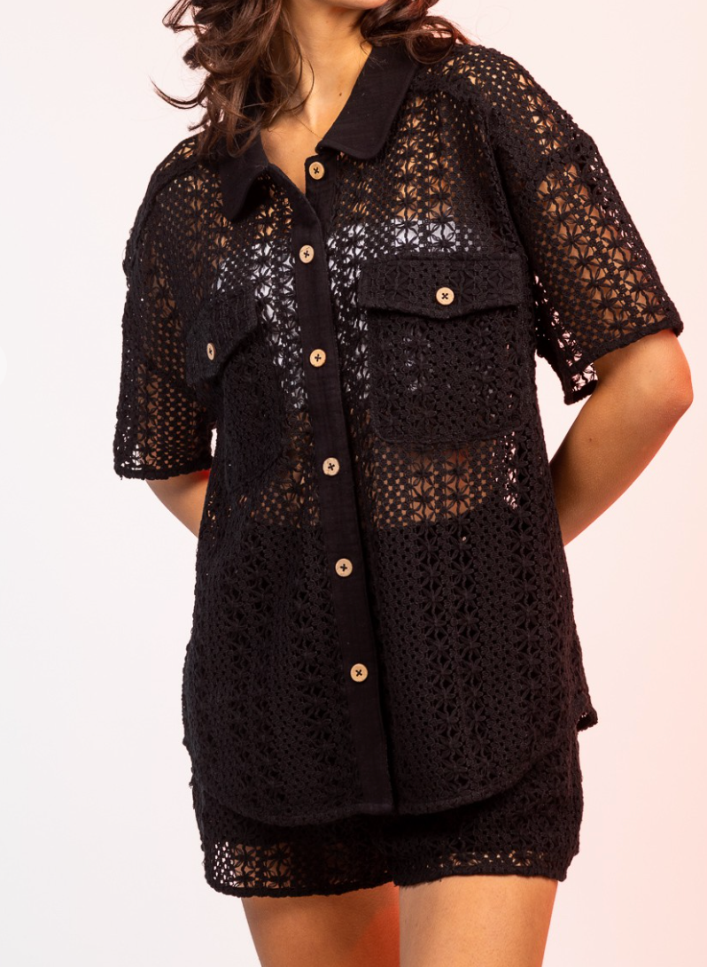 Very J - Crochet Shirt & Shorts Set