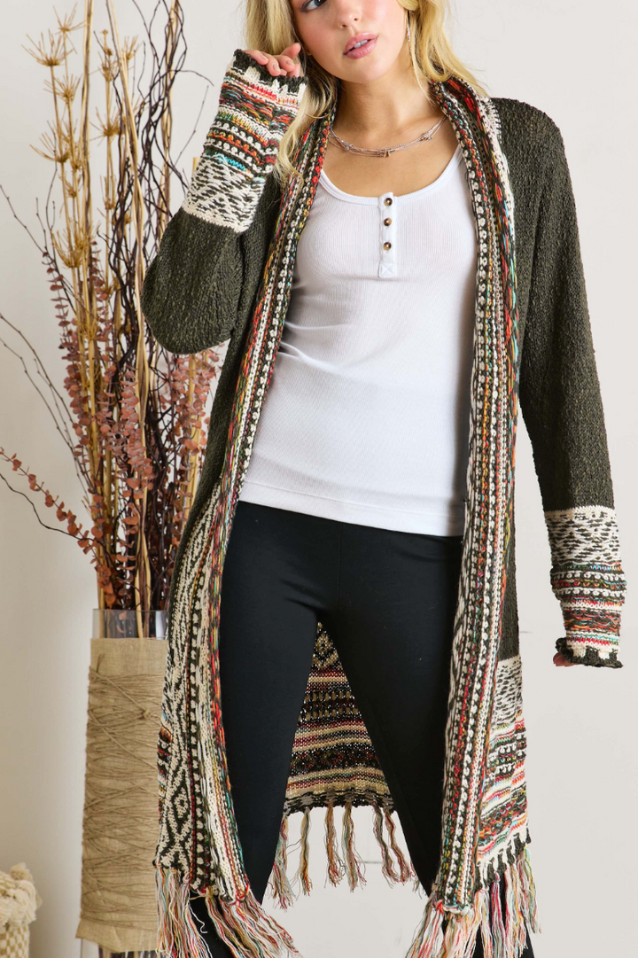 Adora - Fringe Open Front Cardigan