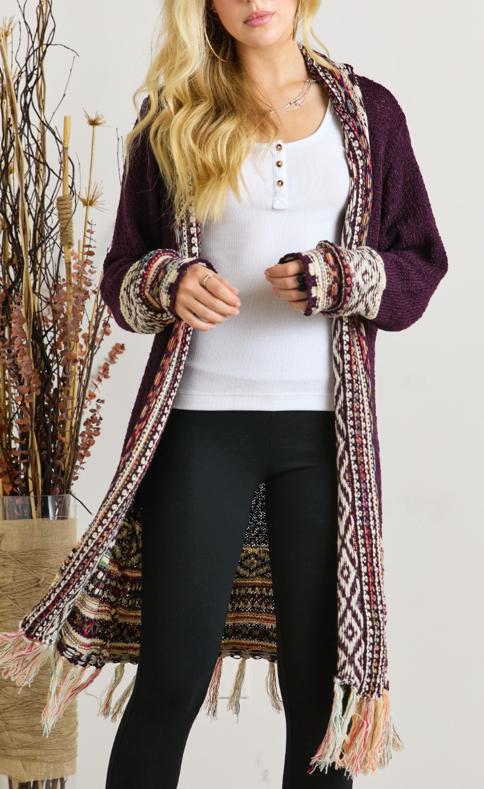 Adora - Fringe Open Front Cardigan