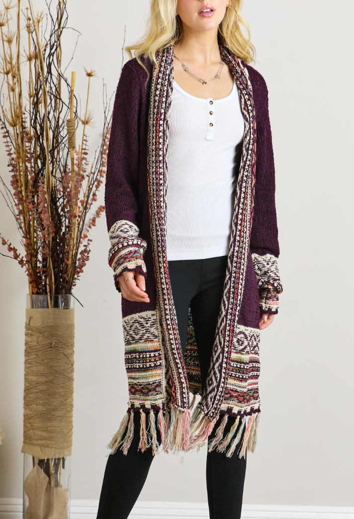 Adora - Fringe Open Front Cardigan