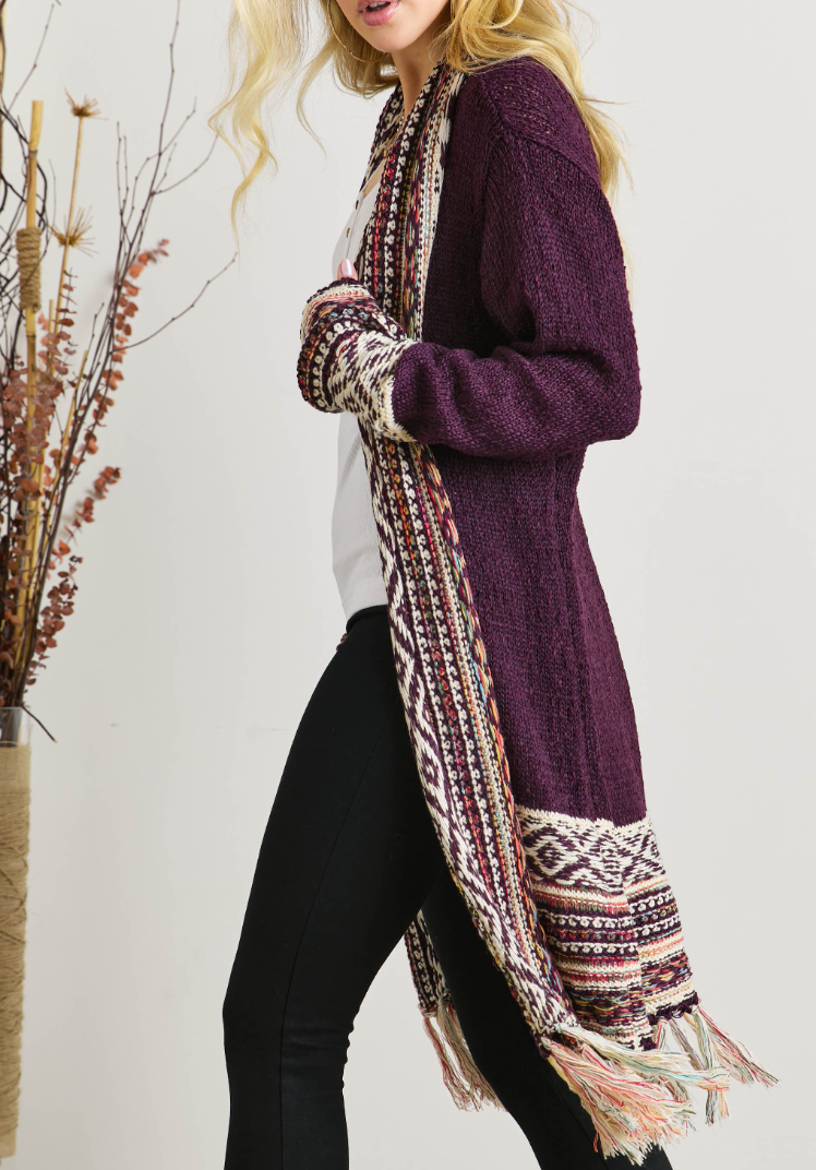 Adora - Fringe Open Front Cardigan